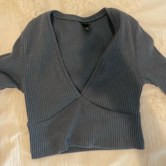 Women's Blue Ribbed Sweater - Picture 1 of 2